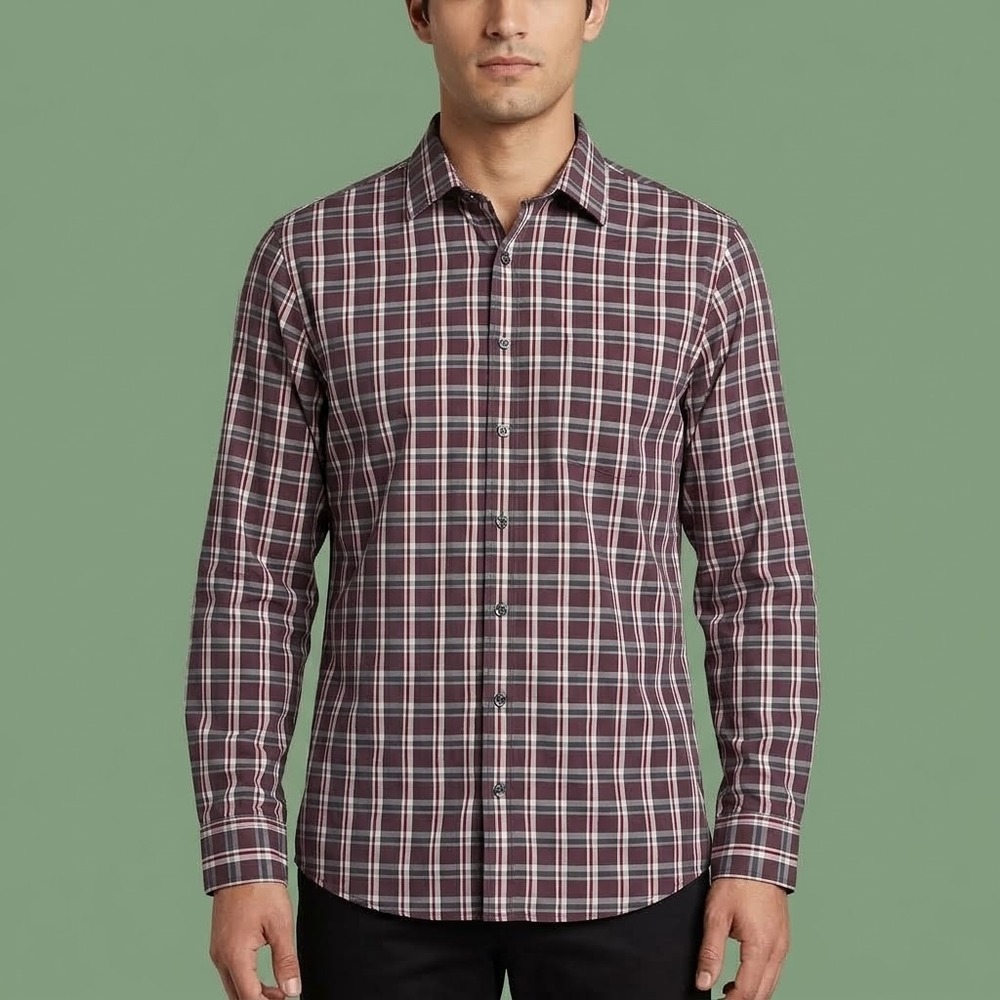 MICHAEL Michael Kors Mens Dress Shirt 16 1/2 34/35 Plaid Regular Fit EUC